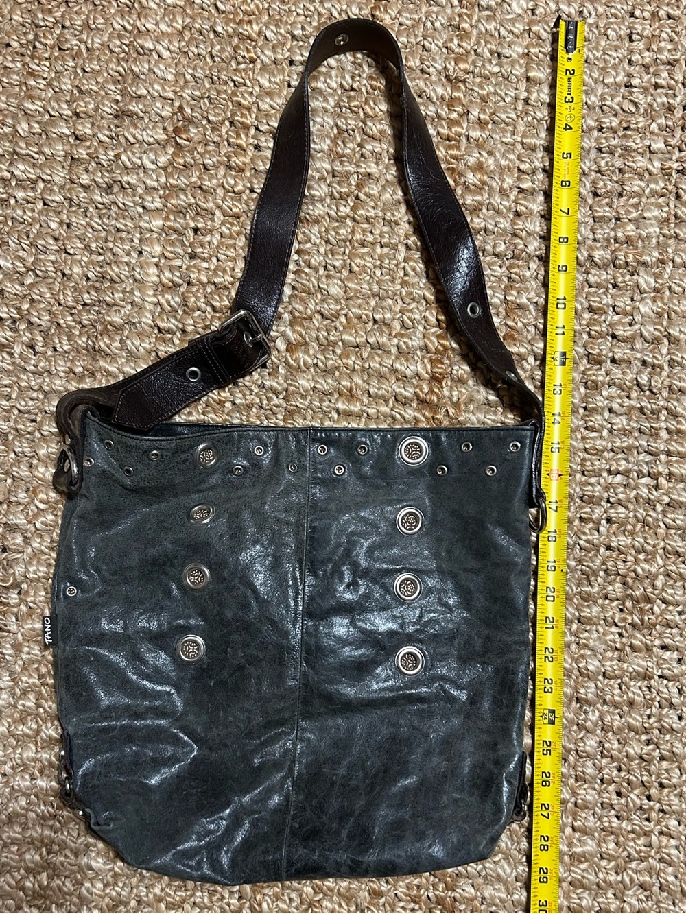Tano Dark Grey Leather Shoulder Bag